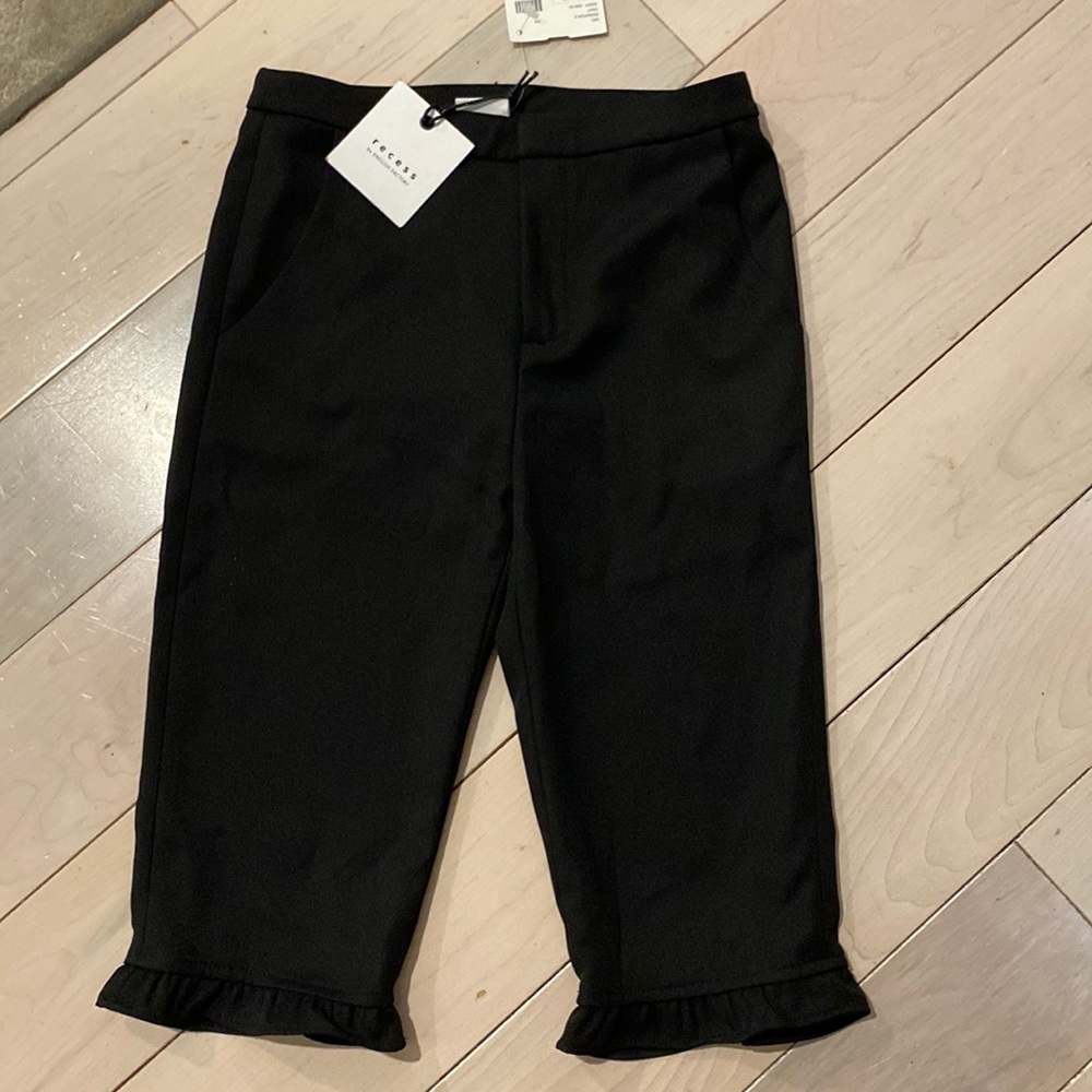 English Factory girls black ruffle dress pants 5-6